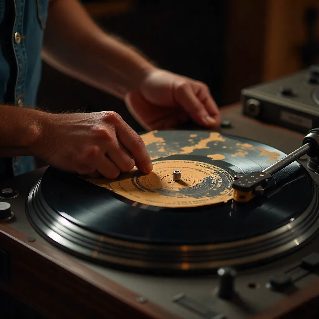 Natural photography of vinyl record collection