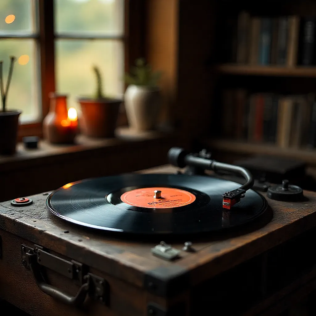 Natural style photography of vinyl records