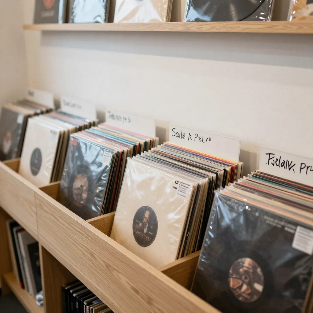 Candid photography of vinyl record collection